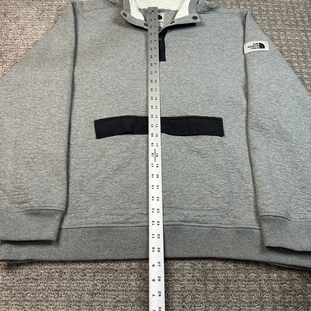 The North Face Mens XXL Snap Neck Hoodie Heather Grey Pullover Sweatshirt